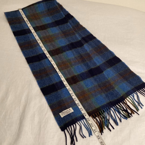 John Hanly lambwool plaid blues scarf Ireland - Picture 12 of 12